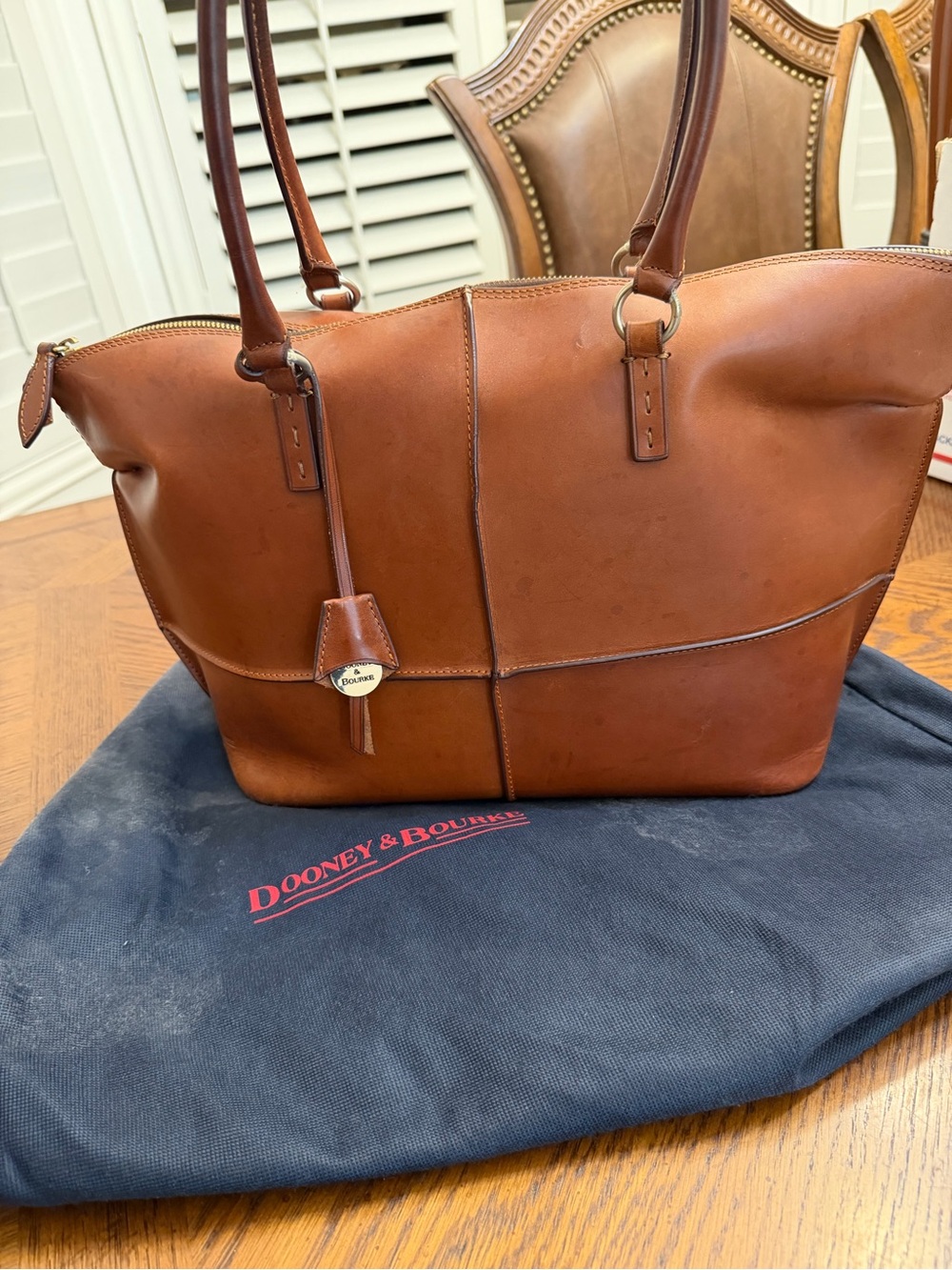 Dooney & Bourke Tan Brown Leather Shoulder Tote